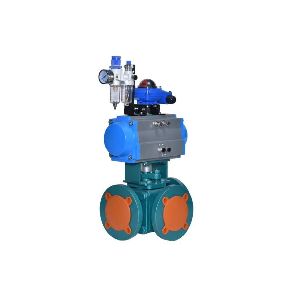 MDE DE556033 PNEUMATIC FLUORINE LINED TEE BALL VALVE